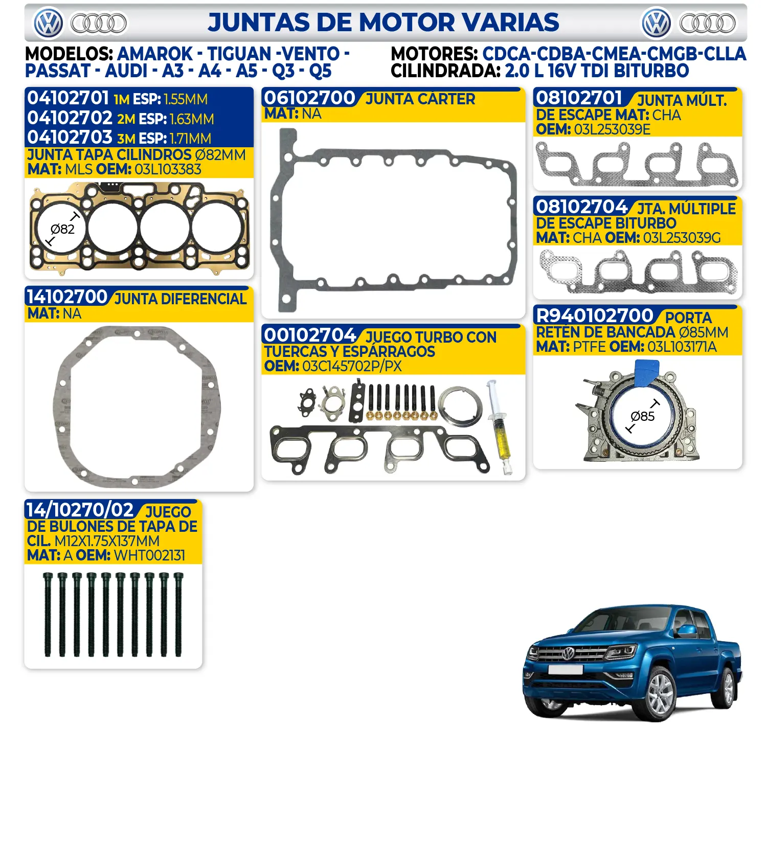 VW AUDI – JUNTAS VARIAS