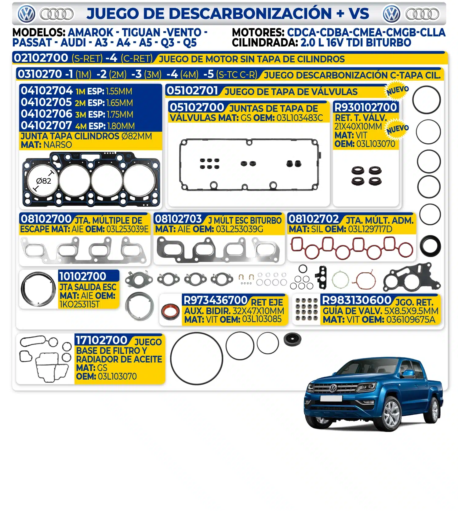 VW AUDI – JUEGO DE DESCARBONIZACIÓN + VS