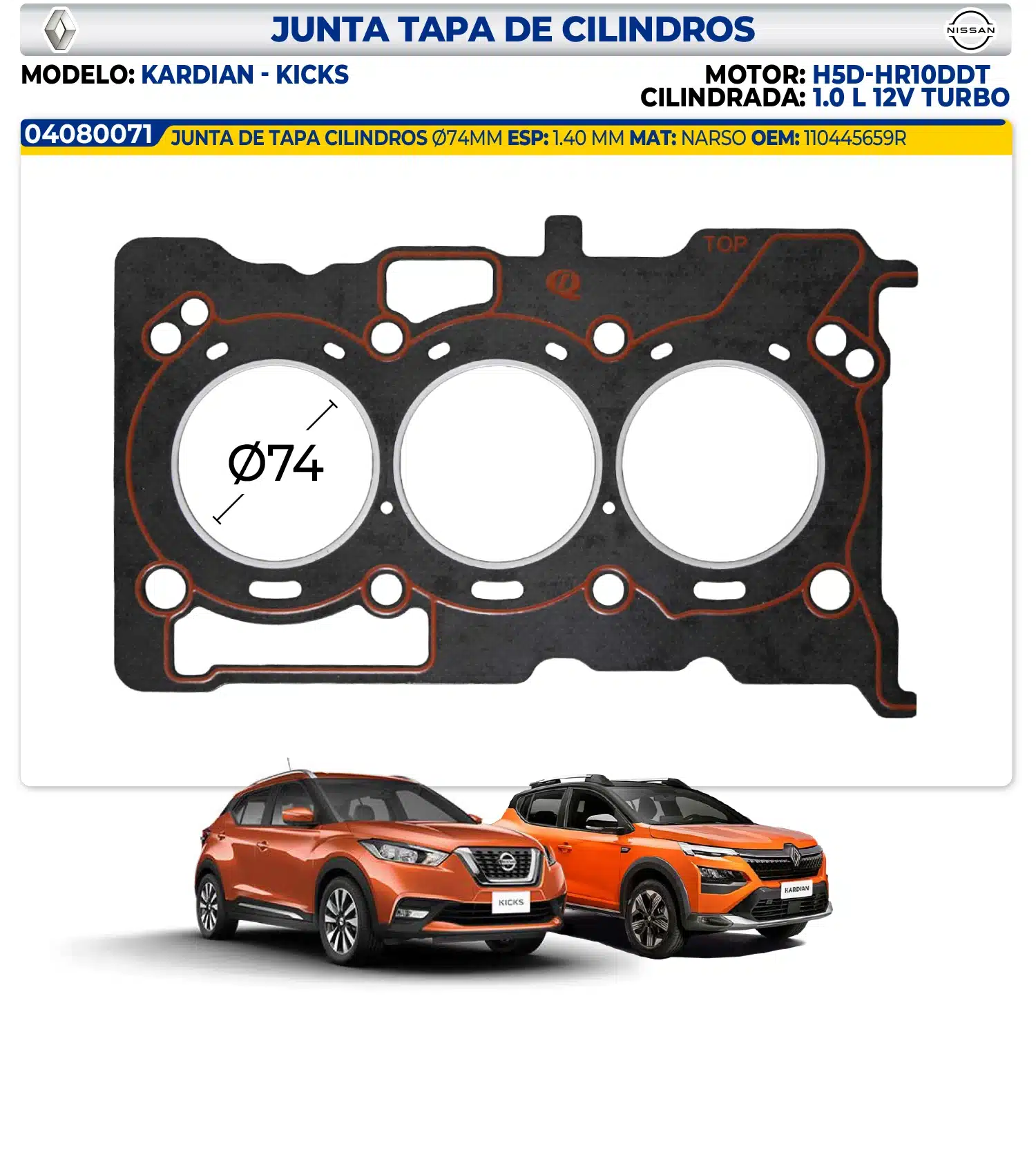 NISSAN RENAULT – JUNTA TAPA DE CILINDROS