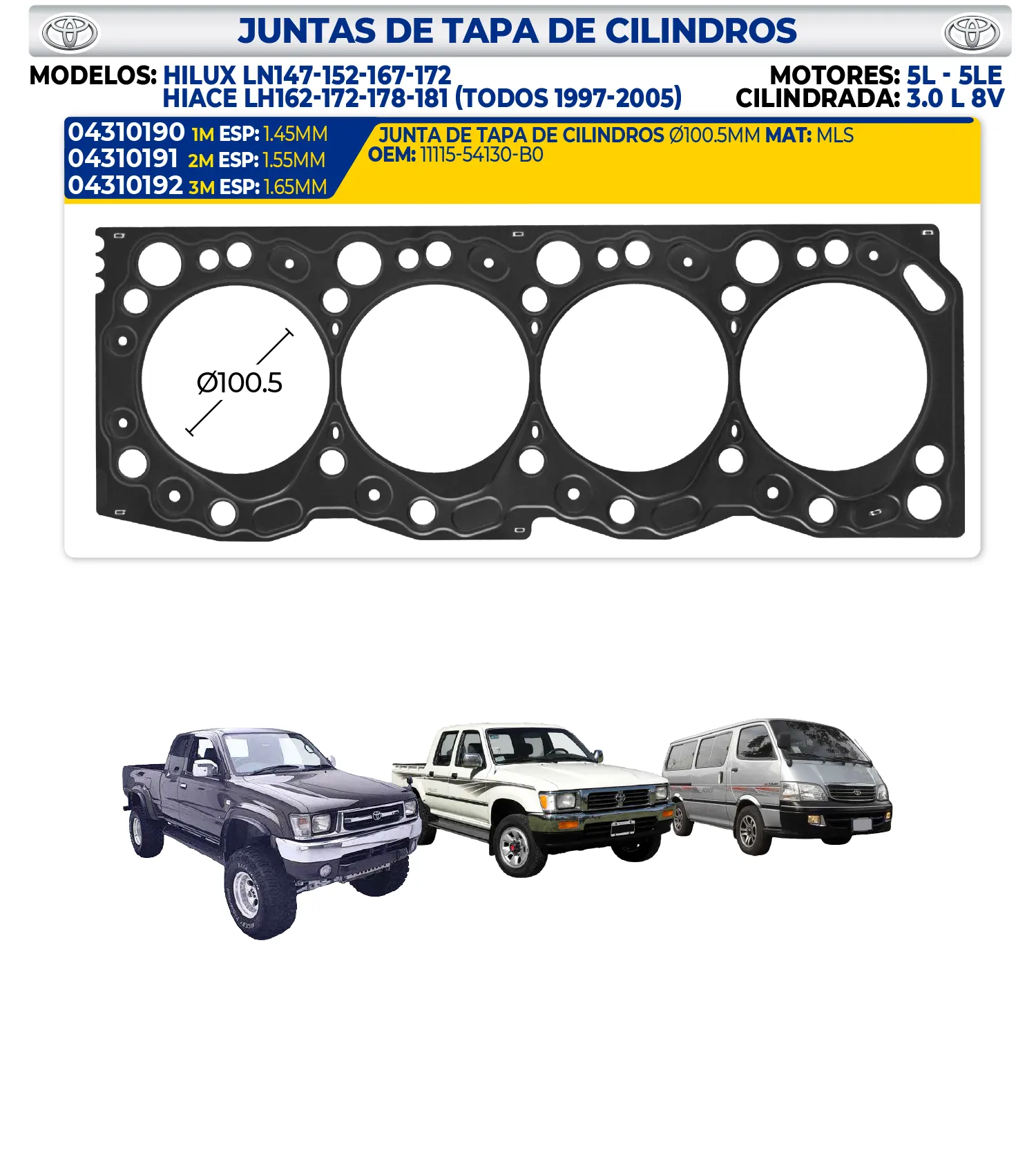 TOYOTA – JUNTA DE TAPA DE CILINDROS