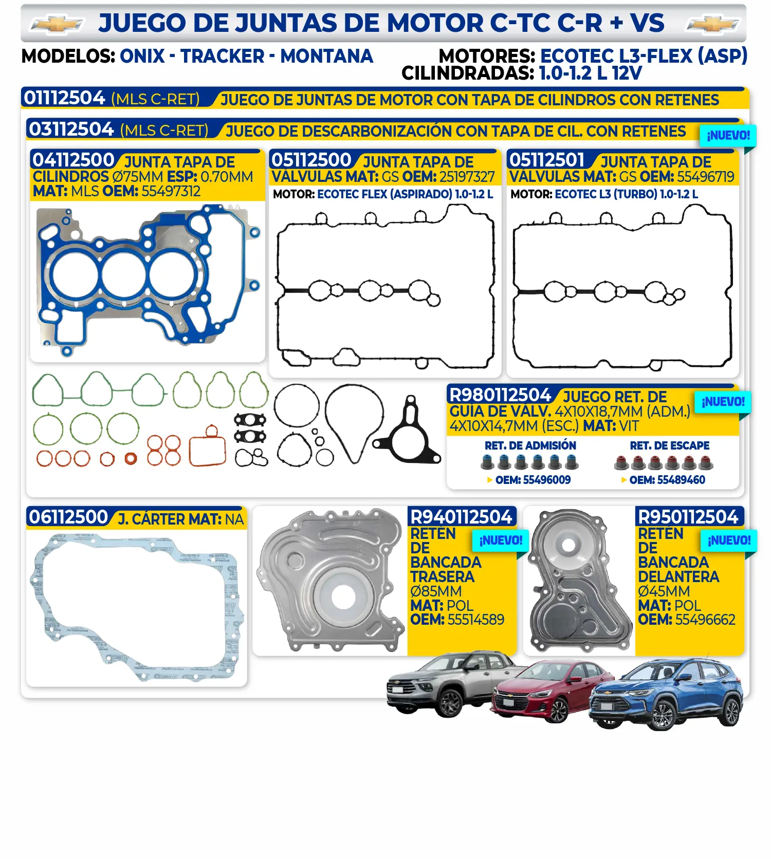 CHEVROLET – JUEGO DE JUNTAS DE MOTOR