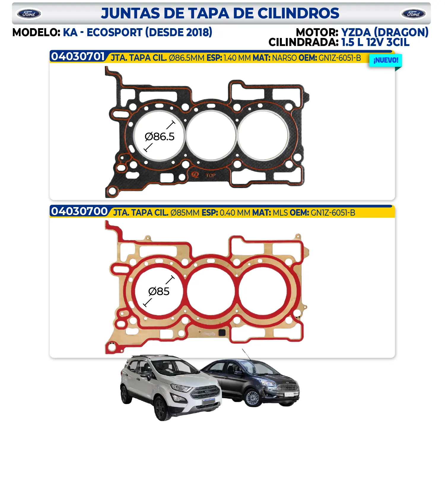 FORD – JUNTAS DE TAPA DE CILINDROS